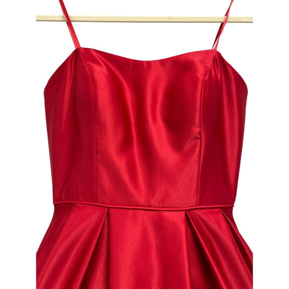 Betsy & Adam Strapless Red Satin Evening Gown Formal Maxi Dress Sz 6 - Picture 5 of 10
